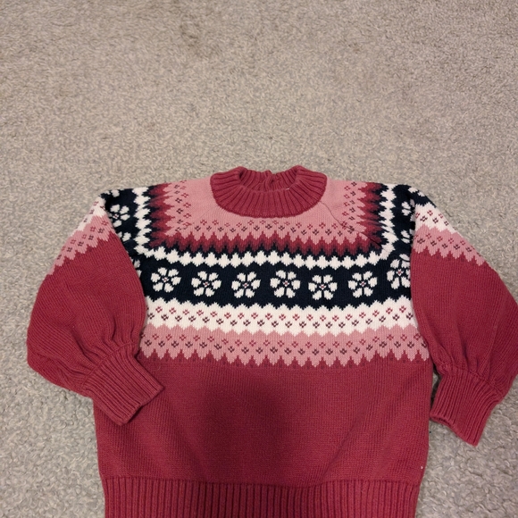 3 For $24 Janie and Jack Fuchsia and Navy Patterned Sweater - Picture 2 of 6